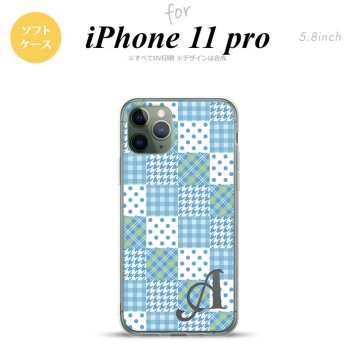 iPhone11Pro iPhone11 Pro スマホケース ソフトケース パッチワーク 水色 +アルファベット メンズ レディース nk-i11p-tp1064i
