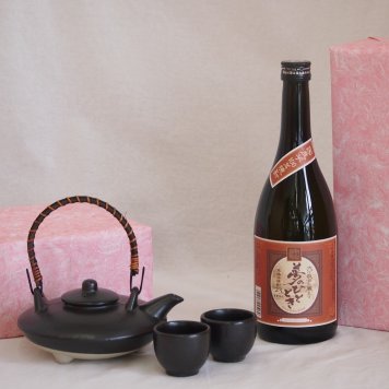 国産美濃焼 黒千代香2合セット2客ツル付(450g)井上酒造 本格芋焼酎 国産芋100%夢のひととき23° (大分県) 720ml