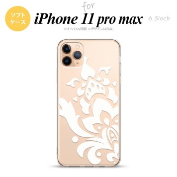 iPhone11ProMax iPhone11pro max スマホケース ソフトケース ダマスク C 白 メンズ レディース nk-i11pm-tp1032