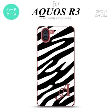 SH-04L SHV44 R3 AQUOS R3 スマホケース カバー ゼブラ 白 黒 +アルファベット nk-r3-124i