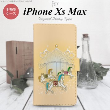 iPhone XS Max 手帳型 スマホ ケース カバー アイフォン メリーゴーランド 黄【アイフォーン XS マックス,iPhone,XS,Max,メール便 送料無料】