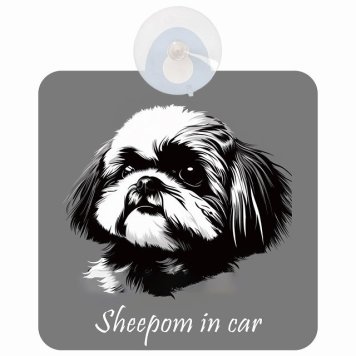 Sheepom シーポメ Bタイプ 車 窓ガラス 吸盤タイプ 犬 かっこいい おしゃれ イラスト付 DOG IN CAR ドッグインカー ドッグオンボード 安全対策 セーフティサイン デコ 外出 ドライブ カーサイン 吸盤