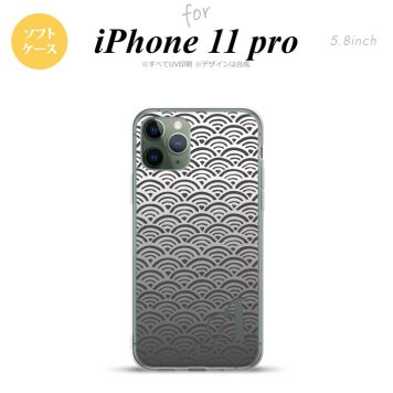 iPhone11Pro iPhone11 Pro スマホケース ソフトケース 青海波 グレー +アルファベット メンズ レディース nk-i11p-tp1716i