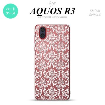 SH-04L SHV44 R3 AQUOS R3 スマホケース カバー ダマスク A クリア 白 nk-r3-458