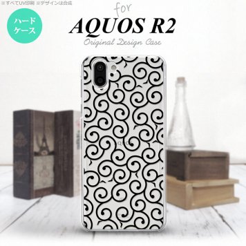 AQUOS R2 アクオス アール2 SH-03K SHV42 専用 スマホケース カバー ハードケース 唐草 クリア×黒 nk-r2-1126[スマホ,スマホケース,スマホカバー,ケース,カバー,ジャケット]