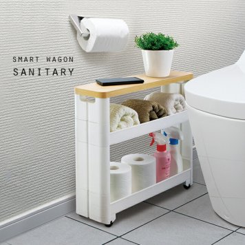 スマートワゴン サニタリー 3段[日本製 隙間収納 キャスター付き すき間収納 薄型 スリム トイレワゴン キャスター 移動 3段 三段 すきま収納 トイレ 横 サニタリー収納 ワゴン 収納ワゴン トイレ収納 トイレ収納おしゃれ]