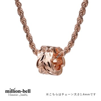 ハワイアンジュエリー ネックレス シルバー925 マイレリーフ 葉 カットアウトチューブ ピンクコーティング シンプル ラッピング チェーン 長さ 選べる ハロウィン 【品番：CG-SP3252】