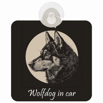 Wolfdog ウルフドッグ Aタイプ 車 窓ガラス 吸盤タイプ 犬 かっこいい おしゃれ イラスト付 DOG IN CAR ドッグインカー ドッグオンボード 安全対策 セーフティサイン デコ 外出 ドライブ カーサイン 吸盤