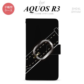SH-04L/SHV44 AQUOS R3 手帳型スマホケース カバー ベルト 黒  nk-004s-r3-dr326
