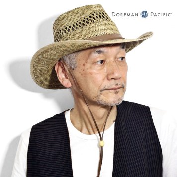 麦わら ハット 帽子 メンズ 夏 涼しいストローハット Dorfman Pacific テンガロン つば広 春夏 アメカジ 小物 カウボーイハット 父の日 ギフト 男性 誕生日 プレゼント ラッピング