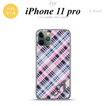 iPhone11Pro iPhone11 Pro スマホケース ソフトケース チェック A ピンク 青 +アルファベット メンズ レディース nk-i11p-tp439i