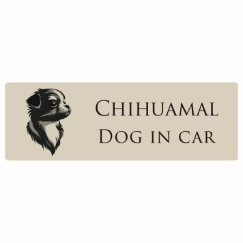 ドッグ カーステッカー イラスト付 Dog in Car チワマル Bタイプ セーフティサイン 犬種別 長方形 20x6.7cm シール リア あおり運転対策 Dog Sticker 屋外 屋内 防水 かわいい おしゃれ 安全対策 カーサイン