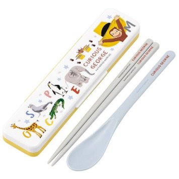 おさるのジョージ ZOO 抗菌 食洗機対応 音のならないコンビセット 箸18cm スケーター ※送料無料(ポスト投函)