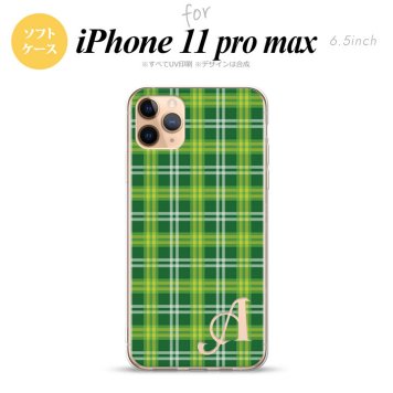 iPhone11ProMax iPhone11pro max スマホケース ソフトケース チェック B 緑 +アルファベット メンズ レディース nk-i11pm-tp436i