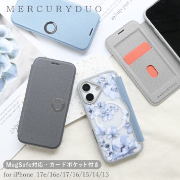 ラッピング無料 送料無料 【 MERCURYDUO マーキュリーデュオ 正規品 薄型手帳 ケース 】 iPhone17 ケース iPhone16 iPhone15 ケース 17e 16e magsafe マグセーフ 対応 かわいい 可愛い おしゃれ ケース 花柄 透明 スマホケース 薄型 手帳型 ブランド mercury duo マーキュリー デュオ