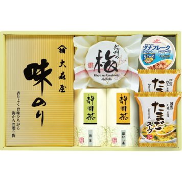 香味彩々 [26-2905-052] NK-353 大森屋 味のり 静岡煎茶 静岡深蒸し茶 紀州南高梅 ツナ缶 たまごスープ 和食 朝食 ご飯のお供 詰め合わせ 常温 保存食 お歳暮 お中元 ギフト プレゼント 内祝い お返し