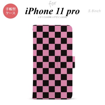 iPhone11Pro iPhone11 Pro 手帳型スマホケース カバー スクエア 黒 ピンク  nk-004s-i11p-dr762