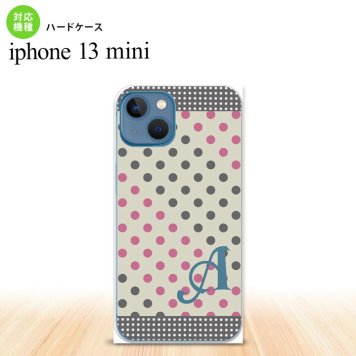 iPhone13mini iPhone13 mini ケース ハードケース ドット 水玉 C グレー ピンク +アルファベット  nk-i13m-1649i