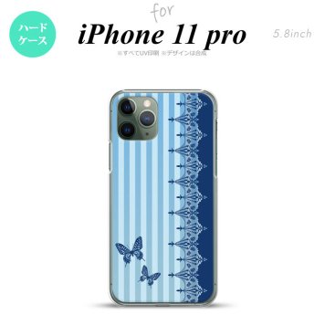 iPhone11Pro iPhone11 Pro スマホケース ハードケース バタフライ 蝶 レース 青 メンズ レディース nk-i11p-1283