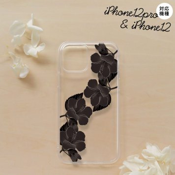 iPhone12/iPhone12pro iPhone12 / iPhone12pro スマホケース ソフトケース ハイビスカス A 黒 メンズ レディース nk-i12-tp081