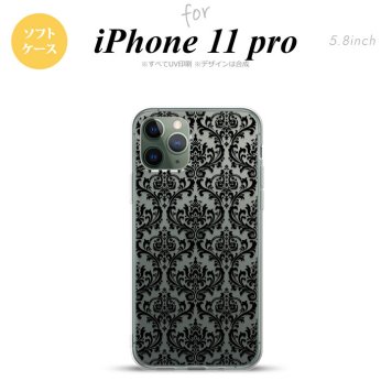 iPhone11Pro iPhone11 Pro スマホケース ソフトケース ダマスク B クリア 黒 メンズ レディース nk-i11p-tp1026