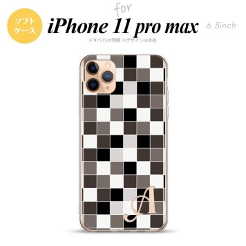 iPhone11ProMax iPhone11pro max スマホケース ソフトケース スクエア モザイク グレー +アルファベット メンズ レディース nk-i11pm-tp1016i