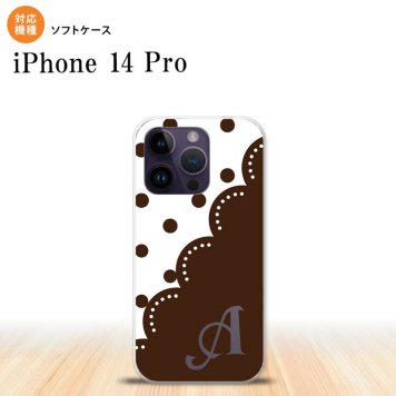 iPhone14 Pro iPhone14 Pro スマホケース 背面ケースソフトケース ドット レース A 茶 +アルファベット 2022年 9月発売 nk-i14p-tp345i