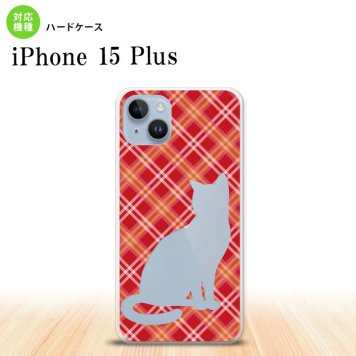 iPhone15 plus iPhone15 plus スマホケース 背面ケース ハードケース 猫 チェック A 赤 2023年 9月発売 nk-i15pl-951