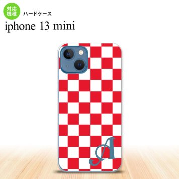 iPhone13mini iPhone13 mini ケース ハードケース スクエア 赤 白 +アルファベット  nk-i13m-133i