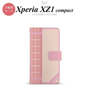 【手帳型 スマホ カバー ケース】【SO02K】【エクスペリア XZ1】手帳型 ケース SO-02K スマホ カバー Xperia XZ1 Compact エクスペリア チェック・ボーダー ピンク nk-004s-so02k-dr1605【メール便送料無料】