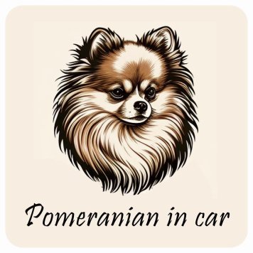 ドッグ カーステッカー イラスト付 Dog in Car ポメラニアン Aタイプ セーフティサイン 犬種別 正方形 13x13cm シール リア あおり運転対策 Dog Sticker 屋外 屋内 防水 かわいい おしゃれ 安全対策 カーサイン
