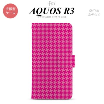 SH-04L/SHV44 AQUOS R3 手帳型スマホケース カバー 千鳥 格子 小 ピンク  nk-004s-r3-dr901