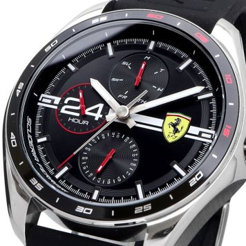 Scuderia Ferrari 腕時計 スクーデリア フェラーリ 時計 ウォッチ スピードレーサー Speedracer メンズ ブラック ブラーゴ社製1/43スケール ダイキャストモデル FXX K 付き 0870045 海外モデル [並行輸入品] 誕生日 プレゼント ギフト 入学祝い 社会人 新生活 母の日 父の日