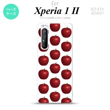 Xperia 1 II 5G スマホケース 背面カバー ストラップホール有り ハードケース りんご 林檎 白 赤 ストラップホール おしゃれ かわいい かっこいい メンズ レディース nk-xp12-046