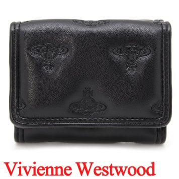 ヴィヴィアンウエストウッド 三つ折り財布 ミニ財布 レディース メンズ 男女兼用 折り財布 Vivienne Westwood ヴィヴィアン マルチオーブ型押し ブラック VW4291 (51070057W-S002K-N201) 【2026年秋冬モデル】 【ラッピング無料 誕生日 お祝い プレゼント ギフト 贈り物】