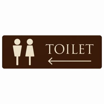トイレ プレート 木製 男女マーク ブラウン ナチュラル 左 矢印 長方形 12x4cm 方向案内 進路ドア サインプレート ピクトサイン トイレマーク表示 案内 注意 施設 御手洗 TOILET おしゃれ シンプル 安全対策