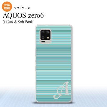 SHG04 SHG04 ZERO6 AQUOS zero6 スマホケース ソフトケース ボーダー 細 ターコイズ +アルファベット メンズ レディース nk-zero6-tp1285i