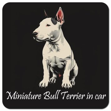 イラスト付 Dog in Car ミニチュアブルテリア Aタイプ カーサイン 車 マグネットステッカー 犬 マグネット 強力 13x13cm 正方形 おしゃれ かわいい ドラレコステッカー 安全対策 危険運転 煽り運転 アニマル 動物 犬種別 屋外 防水 屋内