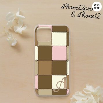 iPhone12/iPhone12pro iPhone12 / iPhone12pro スマホケース ソフトケース パッチワーク ミックスD 茶 +アルファベット メンズ レディース nk-i12-tp1674i