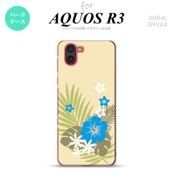 SH-04L SHV44 R3 AQUOS R3 スマホケース カバー ハイビスカス D ベージュ 水色 nk-r3-1054