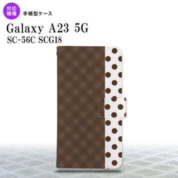 Galaxy A23 GalaxyA23 手帳型スマホケース カバー チェック ドット 茶 2022年 10月発売 nk-004s-a23-dr1525