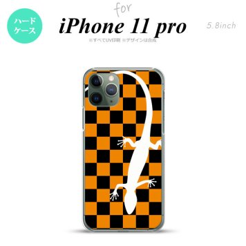 iPhone11Pro iPhone11 Pro スマホケース ハードケース トカゲ 市松 オレンジ メンズ レディース nk-i11p-862