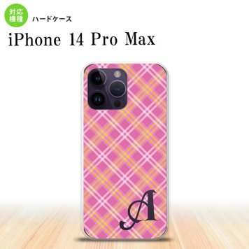iPhone14 ProMax iPhone14 Pro Max スマホケース 背面ケース ハードケース チェック A ピンク +アルファベット 2022年 9月発売 nk-i14pm-433i