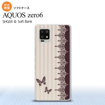 SHG04 SHG04 ZERO6 AQUOS zero6 スマホケース ソフトケース バタフライ 蝶 レース 茶 メンズ レディース nk-zero6-tp1284
