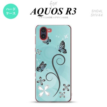 SH-04L SHV44 R3 AQUOS R3 スマホケース カバー バタフライ 蝶 D 水色 nk-r3-226