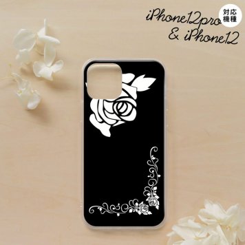 iPhone12/iPhone12pro iPhone12 / iPhone12pro スマホケース ソフトケース バラ A 黒 白 メンズ レディース nk-i12-tp1068