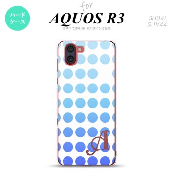 SH-04L SHV44 R3 AQUOS R3 スマホケース カバー 水玉 青 +アルファベット nk-r3-1376i