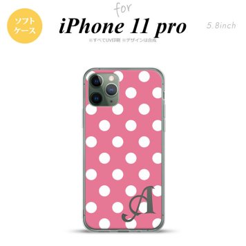 iPhone11Pro iPhone11 Pro スマホケース ソフトケース ドット 水玉 B ピンク 白 +アルファベット メンズ レディース nk-i11p-tp104i