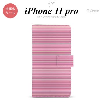 iPhone11Pro iPhone11 Pro 手帳型スマホケース カバー ボーダー 細 ピンク  nk-004s-i11p-dr1286