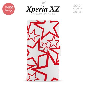 【手帳型 スマホ カバー ケース】【SO01J】【エクスペリア XZ 】手帳型 ケース SO-01J スマホ カバー XPERIA XZ エクスペリア 星 赤 nk-004s-so01j-dr1116【メール便送料無料】